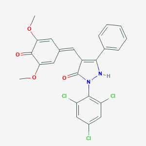 molecular formula C24H17Cl3N2O4 B326849 4-[(3,5-dimethoxy-4-oxocyclohexa-2,5-dien-1-ylidene)methyl]-5-phenyl-2-(2,4,6-trichlorophenyl)-1H-pyrazol-3-one 