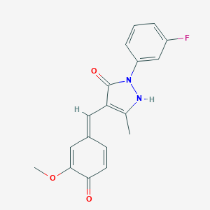 molecular formula C18H15FN2O3 B326851 2-(3-fluorophenyl)-4-[(E)-(3-methoxy-4-oxocyclohexa-2,5-dien-1-ylidene)methyl]-5-methyl-1H-pyrazol-3-one 