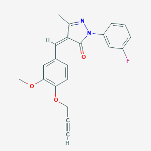 molecular formula C21H17FN2O3 B326855 2-(3-fluorophenyl)-4-[3-methoxy-4-(2-propynyloxy)benzylidene]-5-methyl-2,4-dihydro-3H-pyrazol-3-one 