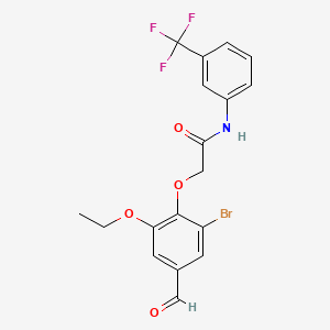 molecular formula C18H15BrF3NO4 B3268575 2-(2-bromo-6-ethoxy-4-formylphenoxy)-N-[3-(trifluoromethyl)phenyl]acetamide CAS No. 486993-06-0