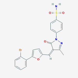 molecular formula C21H16BrN3O4S B326862 4-(4-{[5-(2-bromophenyl)-2-furyl]methylene}-3-methyl-5-oxo-4,5-dihydro-1H-pyrazol-1-yl)benzenesulfonamide 