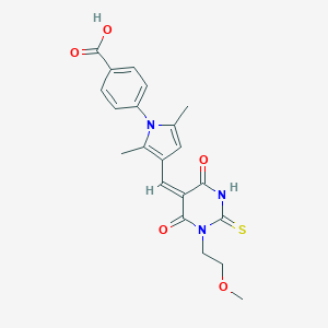 molecular formula C21H21N3O5S B326868 4-{3-[(1-(2-methoxyethyl)-4,6-dioxo-2-thioxotetrahydro-5(2H)-pyrimidinylidene)methyl]-2,5-dimethyl-1H-pyrrol-1-yl}benzoic acid 