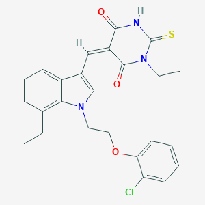 molecular formula C25H24ClN3O3S B326869 5-({1-[2-(2-chlorophenoxy)ethyl]-7-ethyl-1H-indol-3-yl}methylene)-1-ethyl-2-thioxodihydro-4,6(1H,5H)-pyrimidinedione 