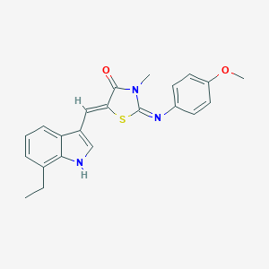 molecular formula C22H21N3O2S B326871 (5Z)-5-[(7-ethyl-1H-indol-3-yl)methylidene]-2-(4-methoxyphenyl)imino-3-methyl-1,3-thiazolidin-4-one 