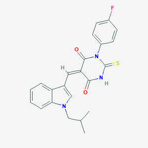 molecular formula C23H20FN3O2S B326877 1-(4-fluorophenyl)-5-[(1-isobutyl-1H-indol-3-yl)methylene]-2-thioxodihydro-4,6(1H,5H)-pyrimidinedione 