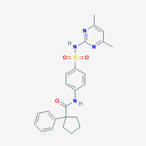 molecular formula C24H26N4O3S B326879 N-(4-{[(4,6-dimethyl-2-pyrimidinyl)amino]sulfonyl}phenyl)-1-phenylcyclopentanecarboxamide 