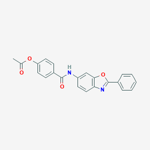 molecular formula C22H16N2O4 B326881 4-{[(2-Phenyl-1,3-benzoxazol-6-yl)amino]carbonyl}phenyl acetate 