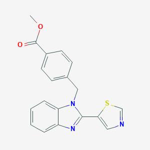 molecular formula C19H15N3O2S B326889 methyl 4-{[2-(1,3-thiazol-5-yl)-1H-benzimidazol-1-yl]methyl}benzoate 