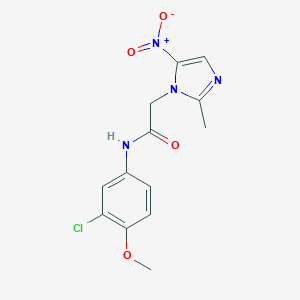 molecular formula C13H13ClN4O4 B326891 N-(3-Chloro-4-methoxy-phenyl)-2-(2-methyl-5-nitro-imidazol-1-yl)-acetamide 