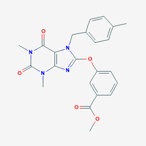molecular formula C23H22N4O5 B326894 methyl 3-{[1,3-dimethyl-7-(4-methylbenzyl)-2,6-dioxo-2,3,6,7-tetrahydro-1H-purin-8-yl]oxy}benzoate 