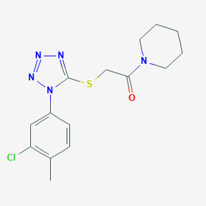 molecular formula C15H18ClN5OS B326895 1-(3-chloro-4-methylphenyl)-1H-tetraazol-5-yl 2-oxo-2-(1-piperidinyl)ethyl sulfide 