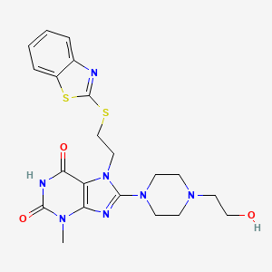 molecular formula C21H25N7O3S2 B3269025 7-[2-(1,3-Benzothiazol-2-ylsulfanyl)ethyl]-8-[4-(2-hydroxyethyl)piperazin-1-yl]-3-methylpurine-2,6-dione CAS No. 501352-34-7