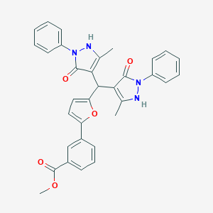 molecular formula C33H28N4O5 B326904 methyl 3-{5-[bis(5-hydroxy-3-methyl-1-phenyl-1H-pyrazol-4-yl)methyl]-2-furyl}benzoate 