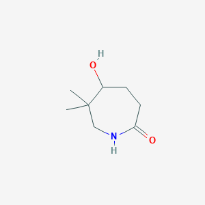 molecular formula C8H15NO2 B3269052 2H-Azepin-2-one, hexahydro-5-hydroxy-6,6-dimethyl- CAS No. 501435-46-7