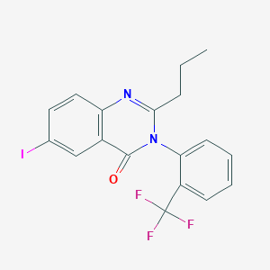 molecular formula C18H14F3IN2O B326907 6-iodo-2-propyl-3-[2-(trifluoromethyl)phenyl]-4(3H)-quinazolinone 