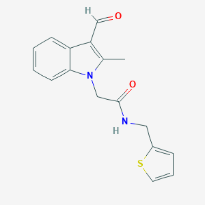 2-(3-formyl-2-methyl-1H-indol-1-yl)-N-(thiophen-2-ylmethyl)acetamide