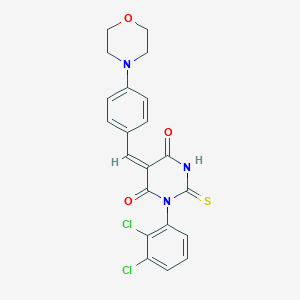 molecular formula C21H17Cl2N3O3S B326925 (5E)-1-(2,3-dichlorophenyl)-5-[4-(morpholin-4-yl)benzylidene]-2-thioxodihydropyrimidine-4,6(1H,5H)-dione 