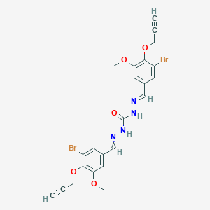 molecular formula C23H20Br2N4O5 B326927 1-[(E)-(3-bromo-5-methoxy-4-prop-2-ynoxyphenyl)methylideneamino]-3-[(3-bromo-5-methoxy-4-prop-2-ynoxyphenyl)methylideneamino]urea 