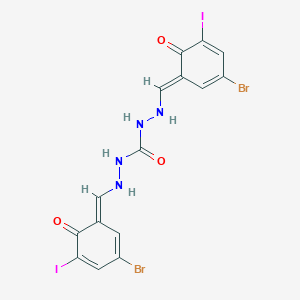 molecular formula C15H10Br2I2N4O3 B326938 1,3-bis[[(E)-(3-bromo-5-iodo-6-oxocyclohexa-2,4-dien-1-ylidene)methyl]amino]urea 