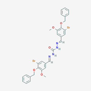 molecular formula C31H28Br2N4O5 B326940 1-[(E)-(3-bromo-5-methoxy-4-phenylmethoxyphenyl)methylideneamino]-3-[(3-bromo-5-methoxy-4-phenylmethoxyphenyl)methylideneamino]urea 