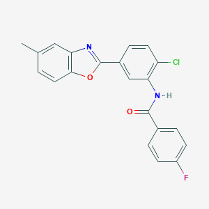molecular formula C21H14ClFN2O2 B326945 N-[2-chloro-5-(5-methyl-1,3-benzoxazol-2-yl)phenyl]-4-fluorobenzamide 