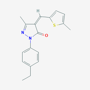 molecular formula C18H18N2OS B326957 2-(4-ethylphenyl)-5-methyl-4-[(5-methyl-2-thienyl)methylene]-2,4-dihydro-3H-pyrazol-3-one 