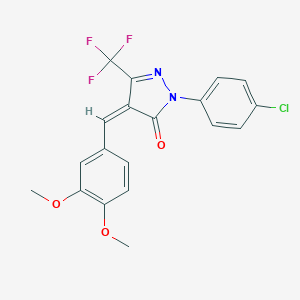 molecular formula C19H14ClF3N2O3 B326959 (4Z)-2-(4-chlorophenyl)-4-(3,4-dimethoxybenzylidene)-5-(trifluoromethyl)-2,4-dihydro-3H-pyrazol-3-one 