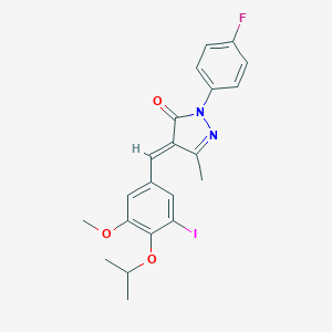 molecular formula C21H20FIN2O3 B326964 2-(4-fluorophenyl)-4-(3-iodo-4-isopropoxy-5-methoxybenzylidene)-5-methyl-2,4-dihydro-3H-pyrazol-3-one 