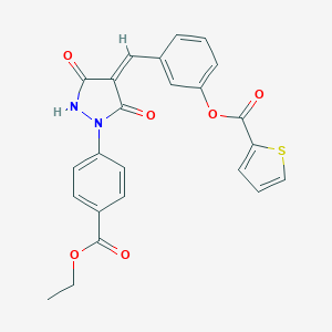 molecular formula C24H18N2O6S B326977 3-({1-[4-(Ethoxycarbonyl)phenyl]-3,5-dioxo-4-pyrazolidinylidene}methyl)phenyl 2-thiophenecarboxylate 