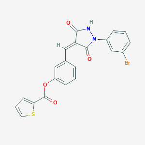 molecular formula C21H13BrN2O4S B326978 3-{[1-(3-Bromophenyl)-3,5-dioxo-4-pyrazolidinylidene]methyl}phenyl 2-thiophenecarboxylate 