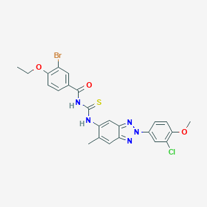 molecular formula C24H21BrClN5O3S B326981 3-bromo-N-{[2-(3-chloro-4-methoxyphenyl)-6-methyl-2H-benzotriazol-5-yl]carbamothioyl}-4-ethoxybenzamide 