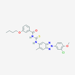 molecular formula C26H26ClN5O3S B326982 3-butoxy-N-{[2-(3-chloro-4-methoxyphenyl)-6-methyl-2H-benzotriazol-5-yl]carbamothioyl}benzamide 