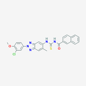 molecular formula C26H20ClN5O2S B326988 N-{[2-(3-chloro-4-methoxyphenyl)-6-methyl-2H-benzotriazol-5-yl]carbamothioyl}naphthalene-2-carboxamide 