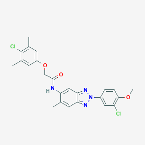 molecular formula C24H22Cl2N4O3 B326989 2-(4-chloro-3,5-dimethylphenoxy)-N-[2-(3-chloro-4-methoxyphenyl)-6-methyl-2H-benzotriazol-5-yl]acetamide 