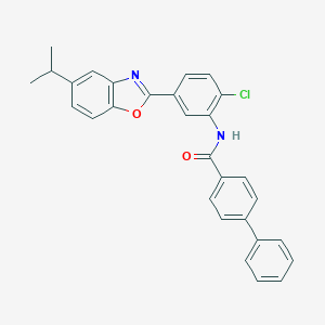 molecular formula C29H23ClN2O2 B326991 N-[2-chloro-5-(5-isopropyl-1,3-benzoxazol-2-yl)phenyl][1,1'-biphenyl]-4-carboxamide 