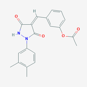 molecular formula C20H18N2O4 B326997 3-{[1-(3,4-Dimethylphenyl)-3,5-dioxo-4-pyrazolidinylidene]methyl}phenyl acetate 