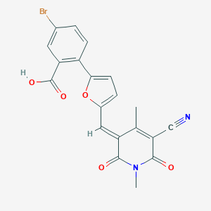 molecular formula C20H13BrN2O5 B326998 5-bromo-2-{5-[(E)-(5-cyano-1,4-dimethyl-2,6-dioxo-1,6-dihydropyridin-3(2H)-ylidene)methyl]-2-furyl}benzoic acid 