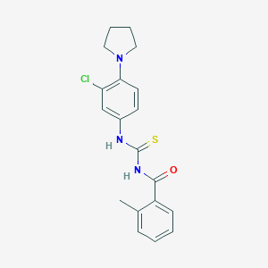 molecular formula C19H20ClN3OS B327005 N-{[3-chloro-4-(pyrrolidin-1-yl)phenyl]carbamothioyl}-2-methylbenzamide 