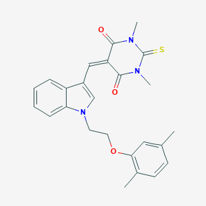 molecular formula C25H25N3O3S B327007 5-({1-[2-(2,5-dimethylphenoxy)ethyl]-1H-indol-3-yl}methylidene)-1,3-dimethyl-2-thioxodihydropyrimidine-4,6(1H,5H)-dione 