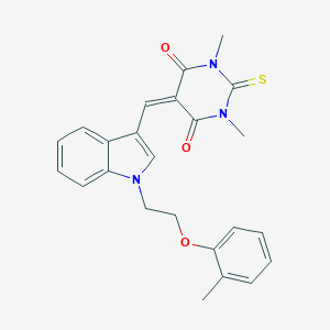 molecular formula C24H23N3O3S B327010 1,3-dimethyl-5-({1-[2-(2-methylphenoxy)ethyl]-1H-indol-3-yl}methylene)-2-thioxodihydro-4,6(1H,5H)-pyrimidinedione 