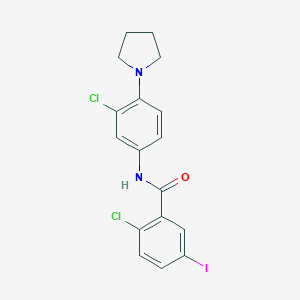 2-chloro-N-[3-chloro-4-(pyrrolidin-1-yl)phenyl]-5-iodobenzamide