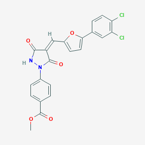 molecular formula C22H14Cl2N2O5 B327015 Methyl 4-(4-{[5-(3,4-dichlorophenyl)-2-furyl]methylene}-3,5-dioxo-1-pyrazolidinyl)benzoate 