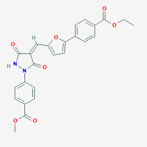 molecular formula C25H20N2O7 B327017 Methyl 4-[4-({5-[4-(ethoxycarbonyl)phenyl]-2-furyl}methylene)-3,5-dioxo-1-pyrazolidinyl]benzoate 