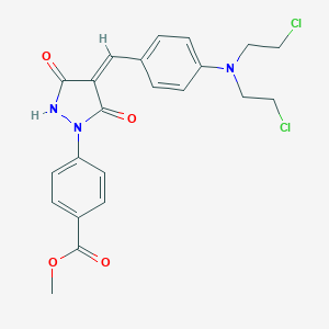 molecular formula C22H21Cl2N3O4 B327018 Methyl 4-(4-{4-[bis(2-chloroethyl)amino]benzylidene}-3,5-dioxo-1-pyrazolidinyl)benzoate 