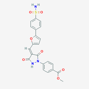 molecular formula C22H17N3O7S B327023 Methyl 4-[4-({5-[4-(aminosulfonyl)phenyl]-2-furyl}methylene)-3,5-dioxo-1-pyrazolidinyl]benzoate 