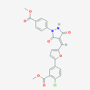 molecular formula C24H17ClN2O7 B327025 Methyl 2-chloro-5-[5-({1-[4-(methoxycarbonyl)phenyl]-3,5-dioxo-4-pyrazolidinylidene}methyl)-2-furyl]benzoate 