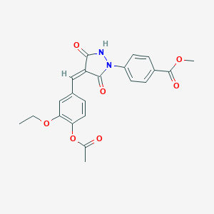 molecular formula C22H20N2O7 B327028 Methyl 4-{4-[4-(acetyloxy)-3-ethoxybenzylidene]-3,5-dioxo-1-pyrazolidinyl}benzoate 