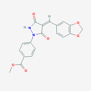 molecular formula C19H14N2O6 B327033 methyl 4-[(4Z)-4-(1,3-benzodioxol-5-ylmethylidene)-3,5-dioxopyrazolidin-1-yl]benzoate 
