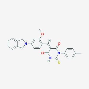 molecular formula C27H23N3O3S B327040 5-[4-(1,3-dihydro-2H-isoindol-2-yl)-2-methoxybenzylidene]-1-(4-methylphenyl)-2-thioxodihydro-4,6(1H,5H)-pyrimidinedione 