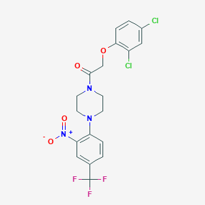 molecular formula C19H16Cl2F3N3O4 B327051 2-(2,4-Dichlorophenoxy)-1-{4-[2-nitro-4-(trifluoromethyl)phenyl]piperazin-1-yl}ethanone 